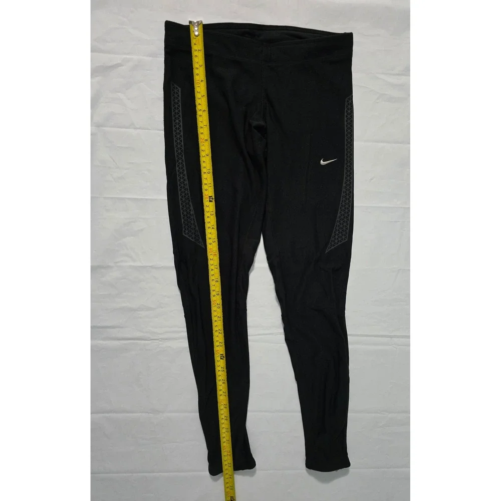 Nike Dri-FIT Womens Black Running Tights Reflective Zipper Ankle Leggings Small